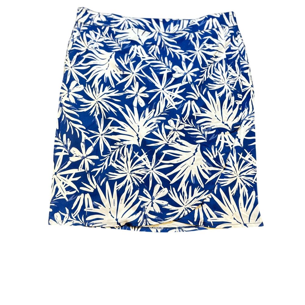 RipSkirt Hawaii‎ Navy White Floral Wrap Skirt Women Sz XXL Knee Length 3 EUC